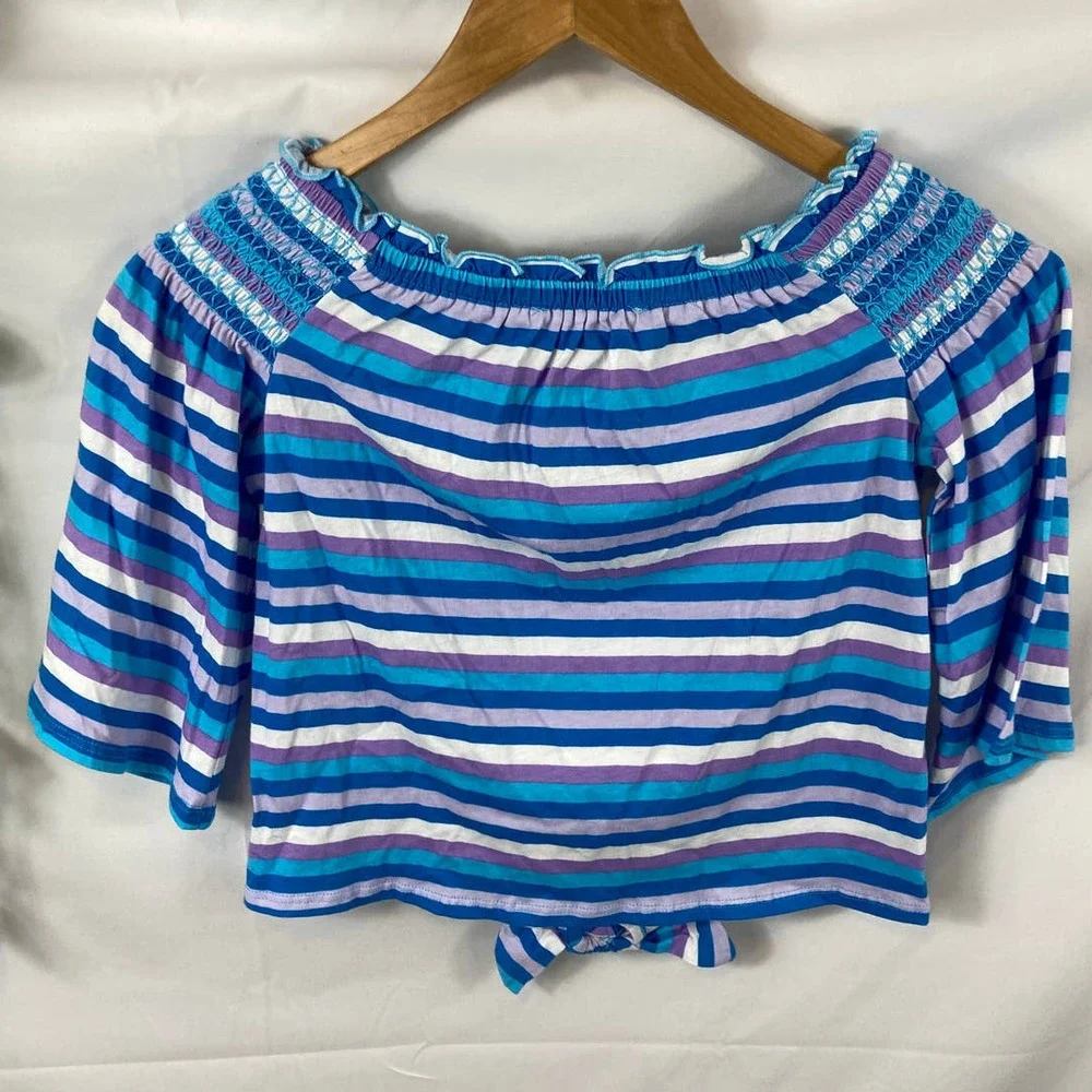 NWOT Cloud Chaser off shoulder tie bottom striped top